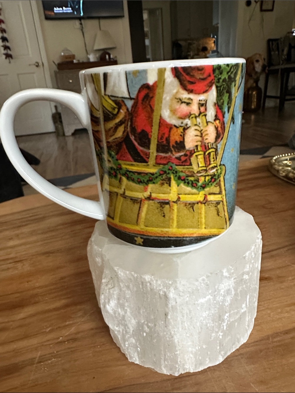 Pottery Barn Santa He sees you when your sleeping mug - Red, Green, Yellow, Blue